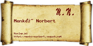 Menkó Norbert névjegykártya